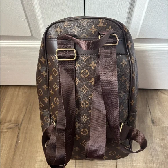 DESIGNER INSPIRED L V Monogram Luxury Brown Backpack - Picture 5 of 10
